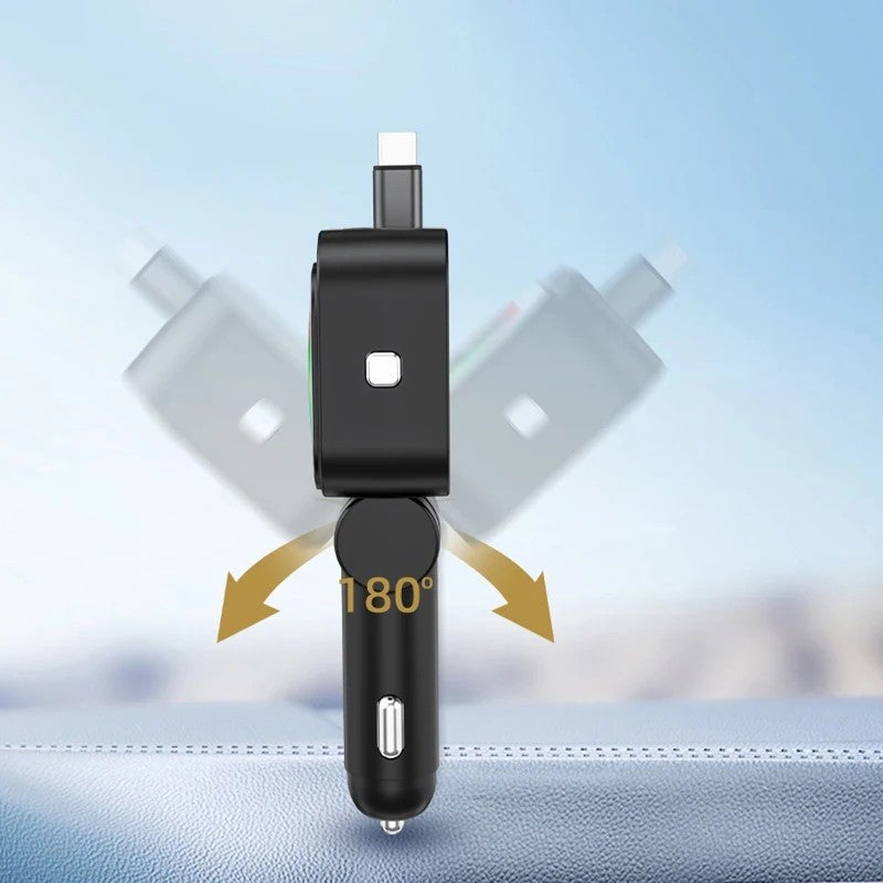 Bluejw 30W Car Charger Cigarette Lighter Adapter with RGB Light Ring & Retractable 45W Type-C Cable, Bluetooth Compatible Automobile Charger - Image 5